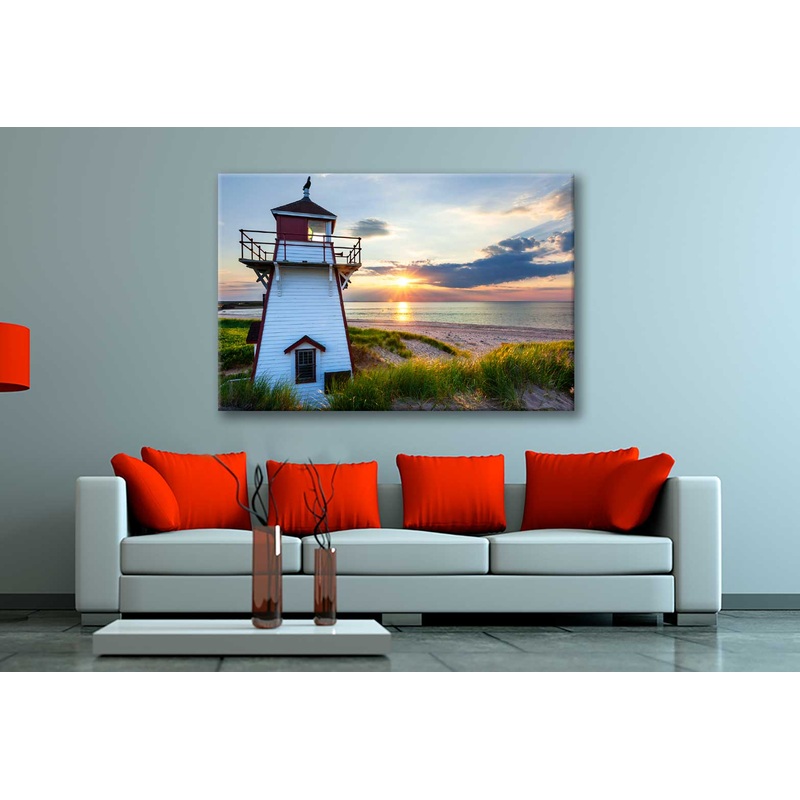 Bella Home Sunset At Covehead Harbour Lighthouse Print Canvas Ready to hang