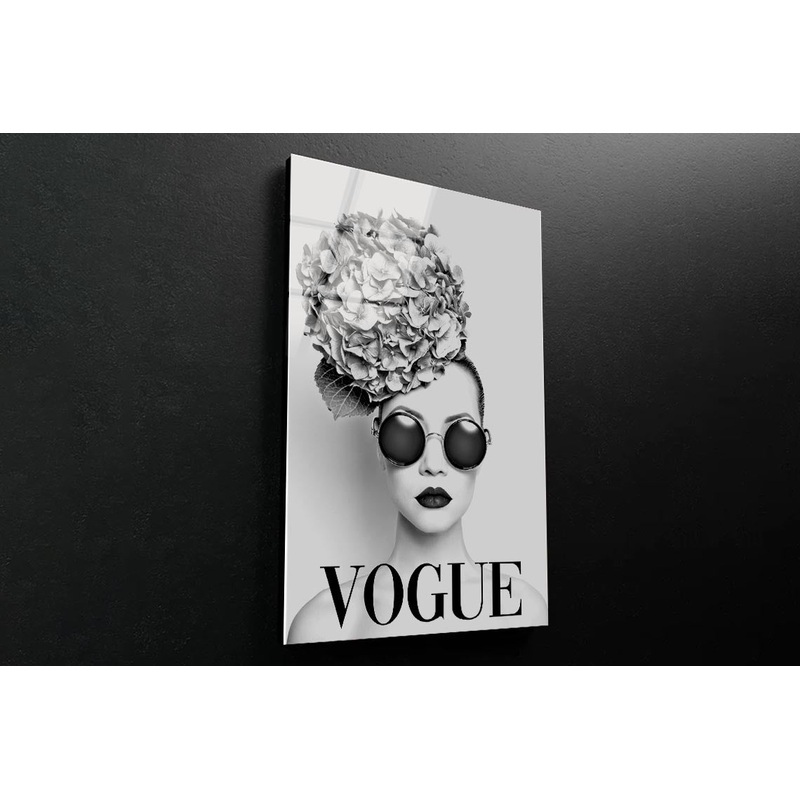 Black And White Lady with Flowers 3D Design Acrylic Glass Print Tempered Glass Wall Art 100% Made in Australia Ready to Hang