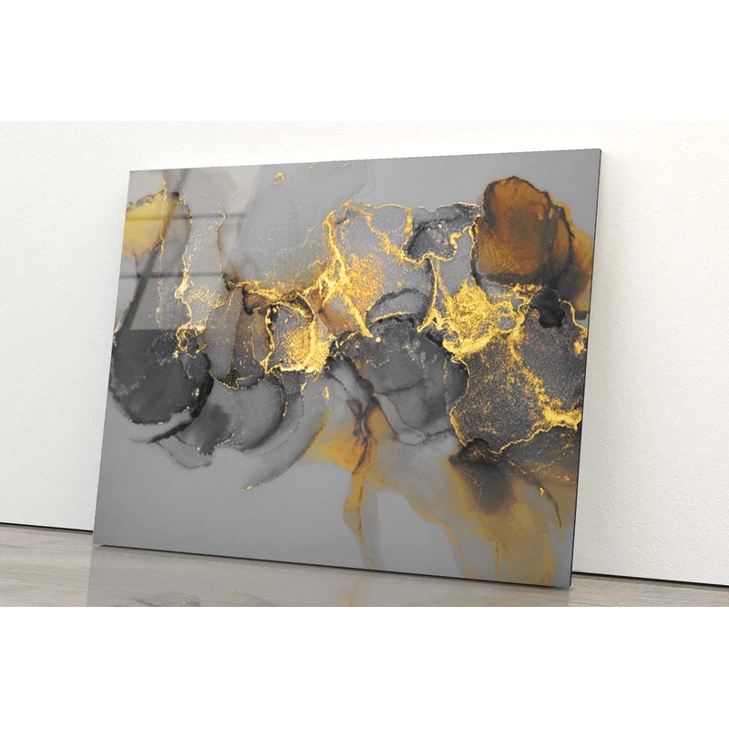 Black Blot Painting Acrylic Glass Print Tempered Glass Wall Art 100% Made in Australia Ready to Hang