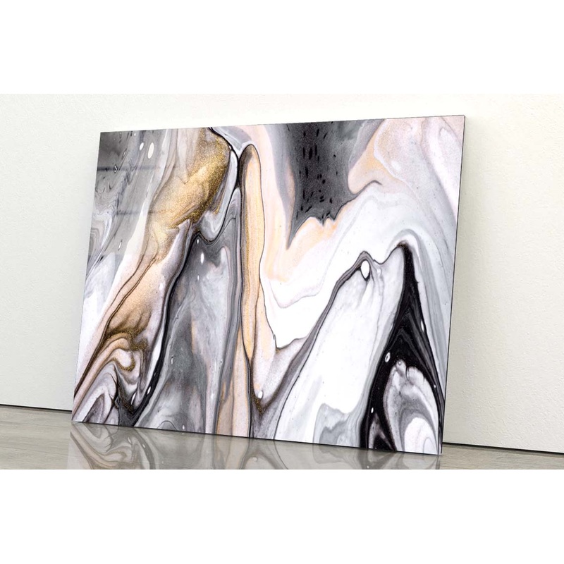 Black Fluid Art Abstract Acrylic Glass Print Tempered Glass Wall Art 100% Made in Australia Ready to Hang
