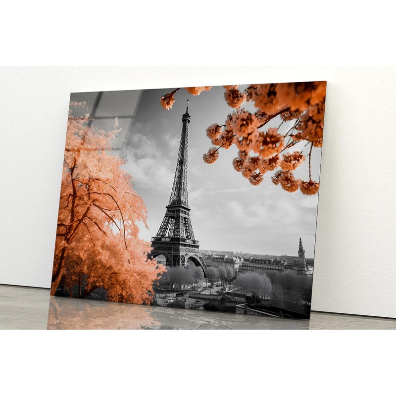 Black Peach Eiffel Tower Acrylic Glass Print Tempered Glass Wall Art 100% Made in Australia Ready to Hang