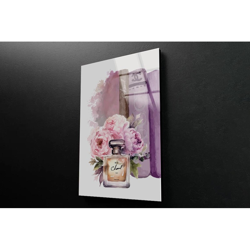 Brown Pink Shaded Perfume and Book set 3D Design Acrylic Glass Print Tempered Glass Wall Art 100% Made in Australia Ready to Hang