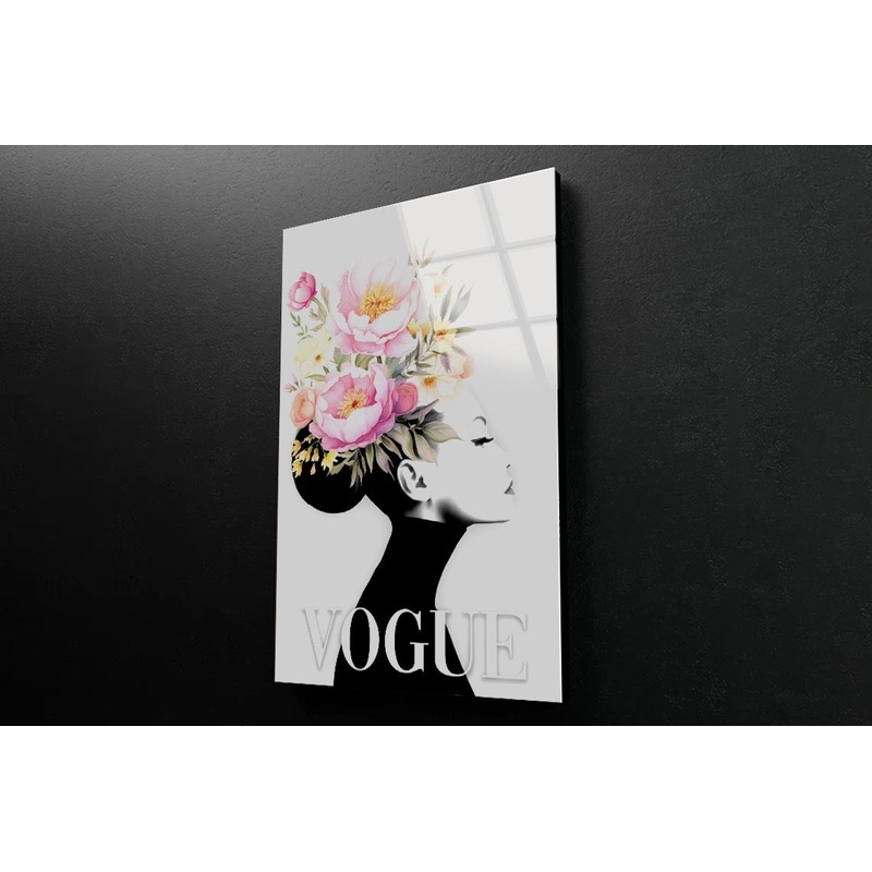 Fashion Girl with Flowers 3D Design Acrylic Glass Print Tempered Glass Wall Art 100% Made in Australia Ready to Hang