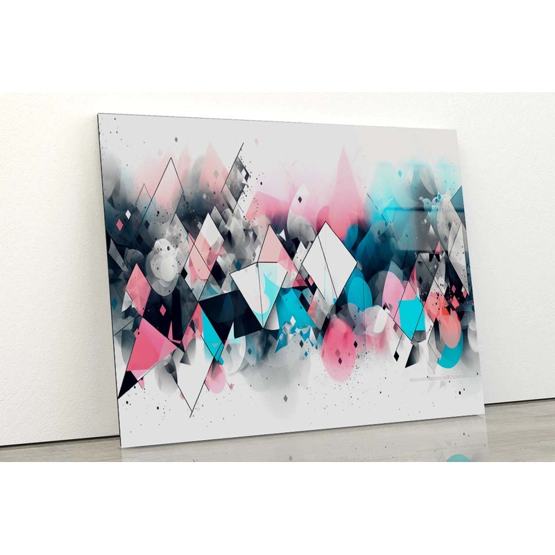 Geometric Pink Abstract Acrylic Glass Print Tempered Glass Wall Art 100% Made in Australia Ready to Hang