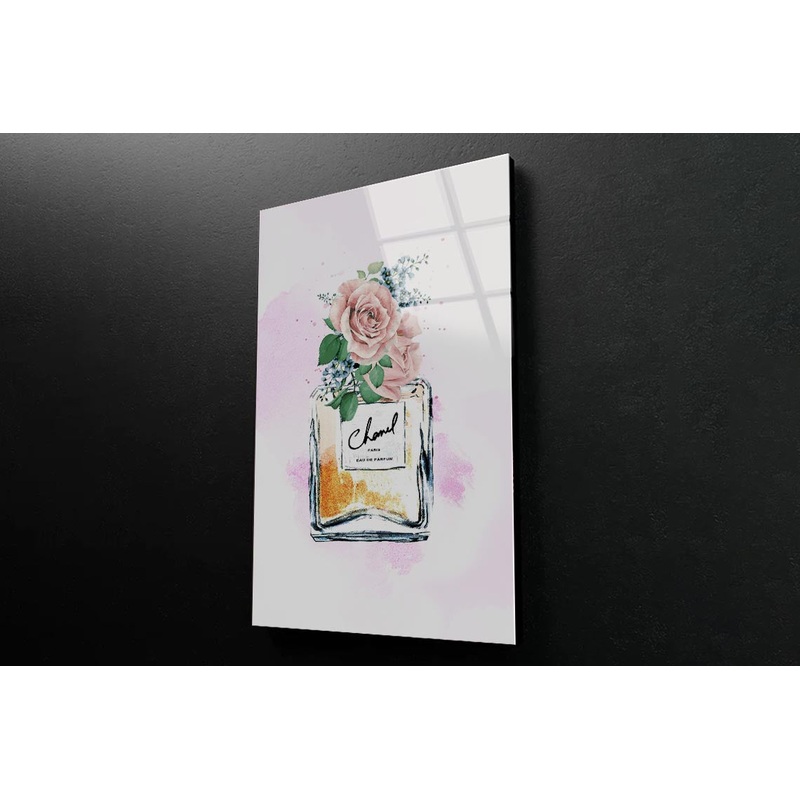 Luxury Yellow Colored Perfume 3D Design Acrylic Glass Print Tempered Glass Wall Art 100% Made in Australia Ready to Hang