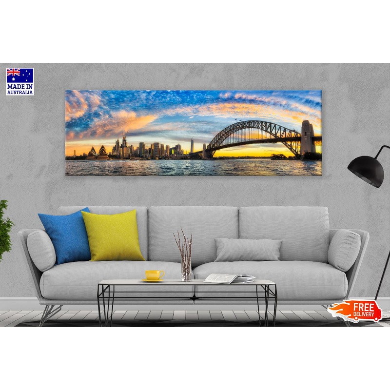 Panoramic Canvas Bright & Sydney City View Photograph High Quality 100% Australian Made Wall Canvas Print Ready to Hang