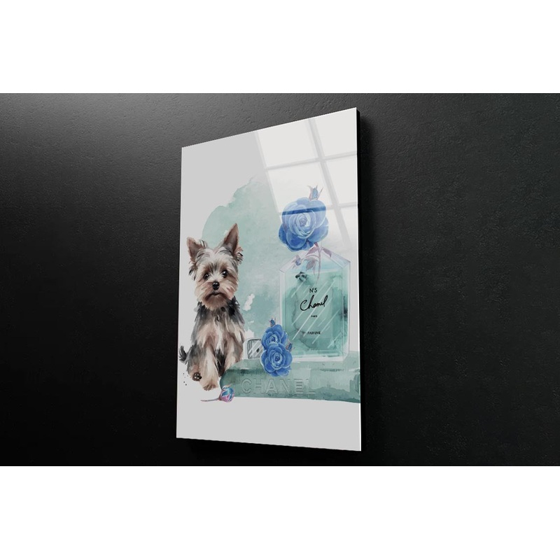 Perfume With Dog and Book set 3D Design Acrylic Glass Print Tempered Glass Wall Art 100% Made in Australia Ready to Hang
