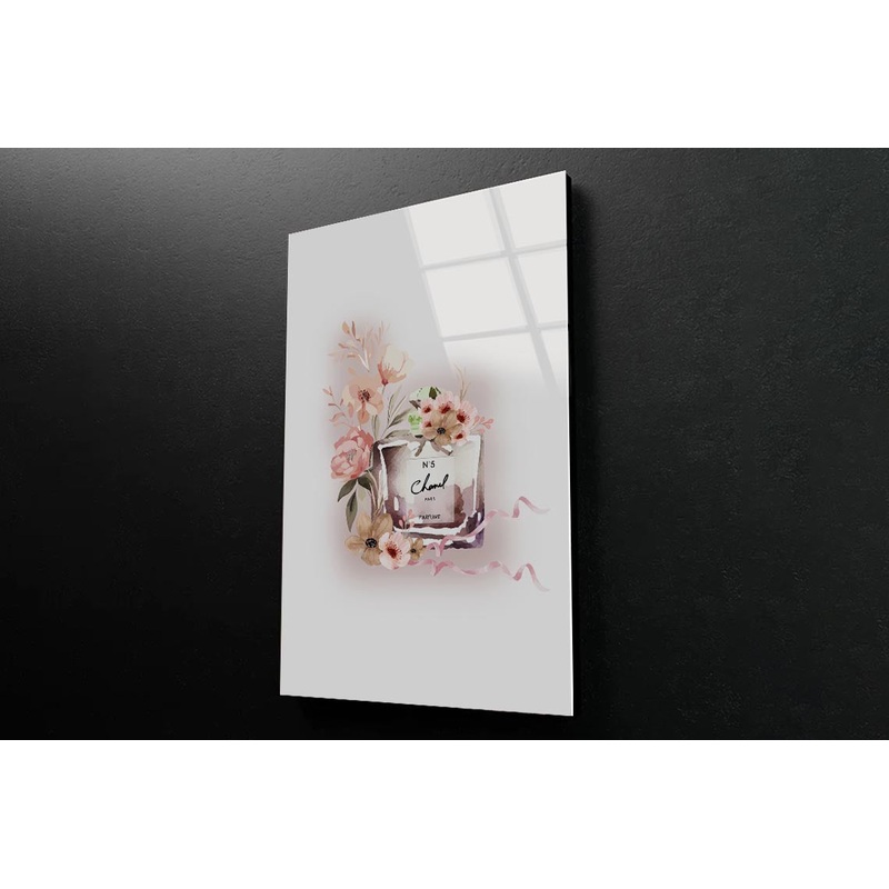 Perfume With Rose-Gold Flowers and Book set 3D Design Acrylic Glass Print Tempered Glass Wall Art 100% Made in Australia Ready to Hang