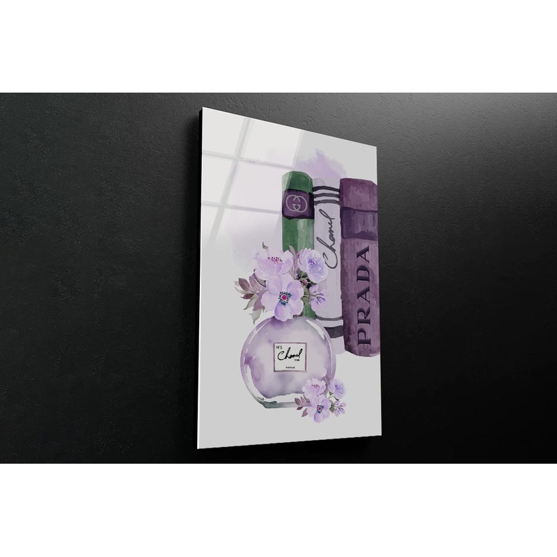 Purple Perfume with Book Set 3D Design Acrylic Glass Print Tempered Glass Wall Art 100% Made in Australia Ready to Hang