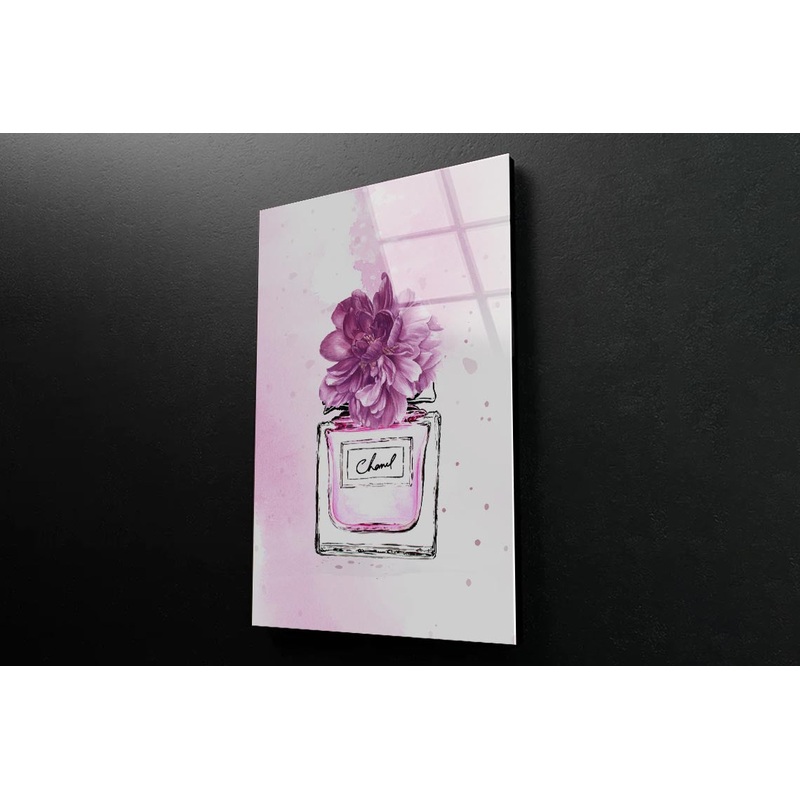 Purple Shaded Perfume with Flowers 3D Design Acrylic Glass Print Tempered Glass Wall Art 100% Made in Australia Ready to Hang