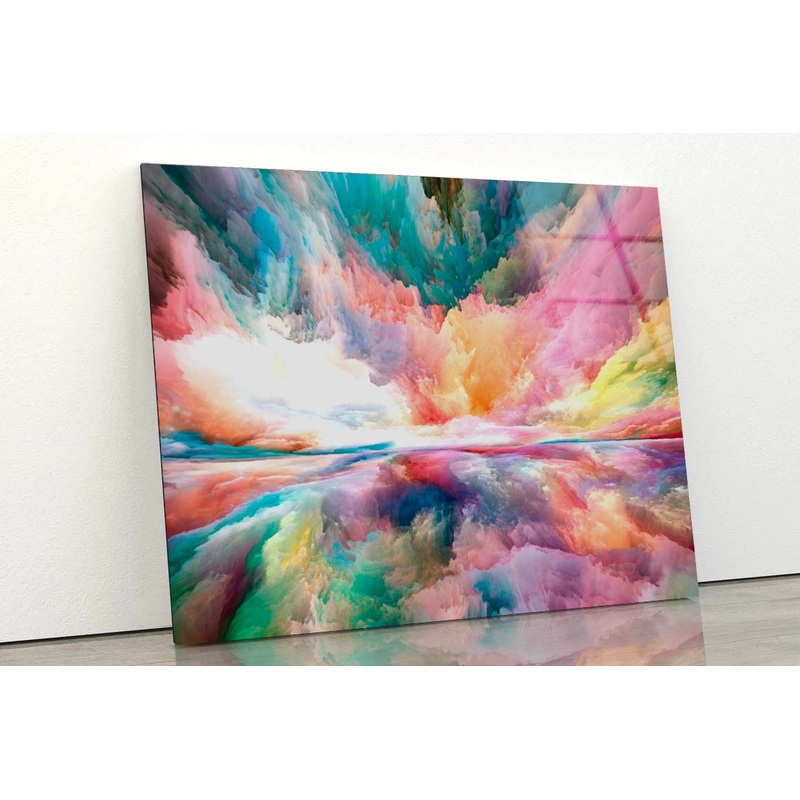 Rainbow Colors Clouds Abstract Acrylic Glass Print Tempered Glass Wall Art 100% Made in Australia Ready to Hang