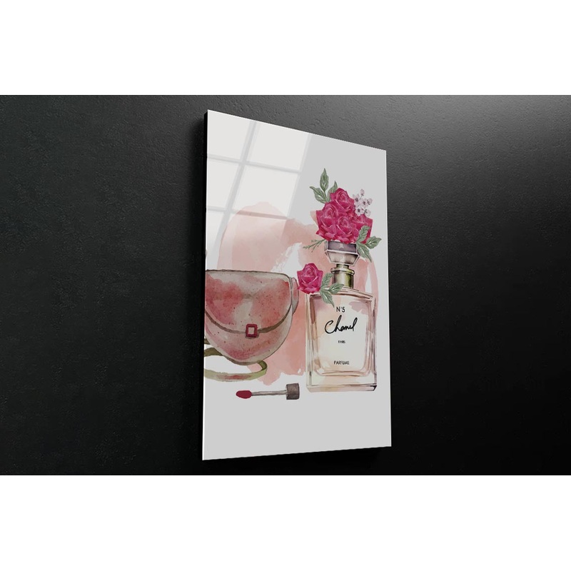 Red Rose Perfume with Bag 3D Design Acrylic Glass Print Tempered Glass Wall Art 100% Made in Australia Ready to Hang