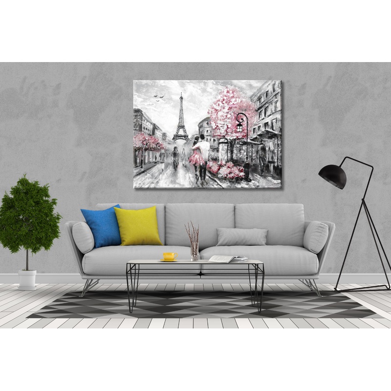Romantic Couple walking Paris Painting Print 100% Australian Made