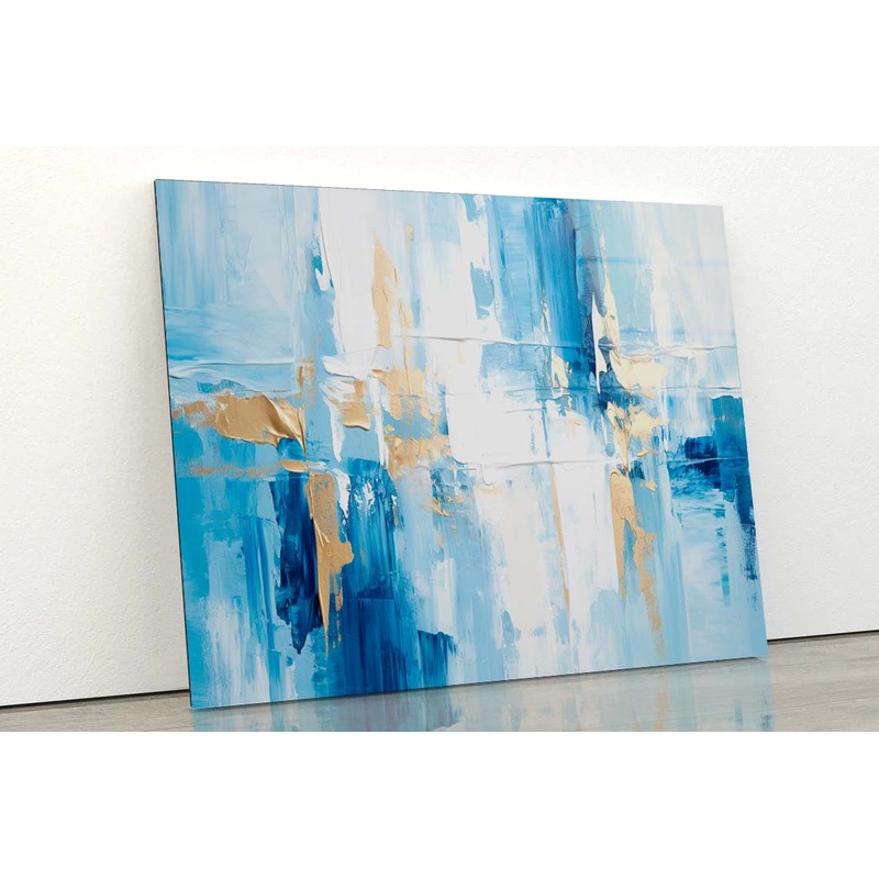 Rough Blue White Abstract Acrylic Glass Print Tempered Glass Wall Art 100% Made in Australia Ready to Hang