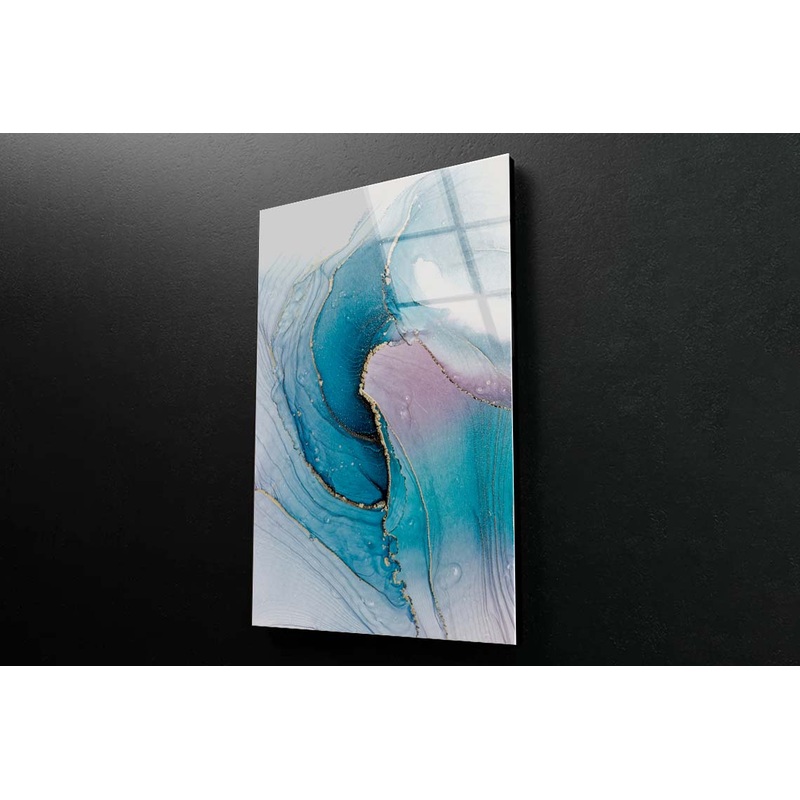 Royal Cyan Mint Liquid Acrylic Glass Print Tempered Glass Wall Art 100% Made in Australia Ready to Hang