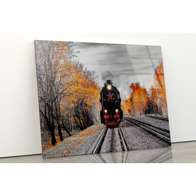 Scenic Autumn Steam Train Acrylic Glass Print Tempered Glass Wall Art 100% Made in Australia Ready to Hang