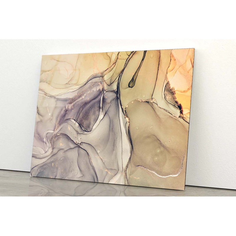 Translucent Gray Alcohol Ink Acrylic Glass Print Tempered Glass Wall Art 100% Made in Australia Ready to Hang