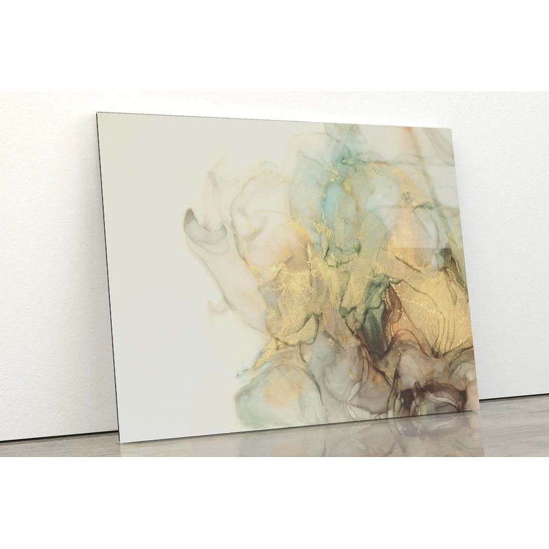 Watercolor Flow Gold Abstract Acrylic Glass Print Tempered Glass Wall Art 100% Made in Australia Ready to Hang