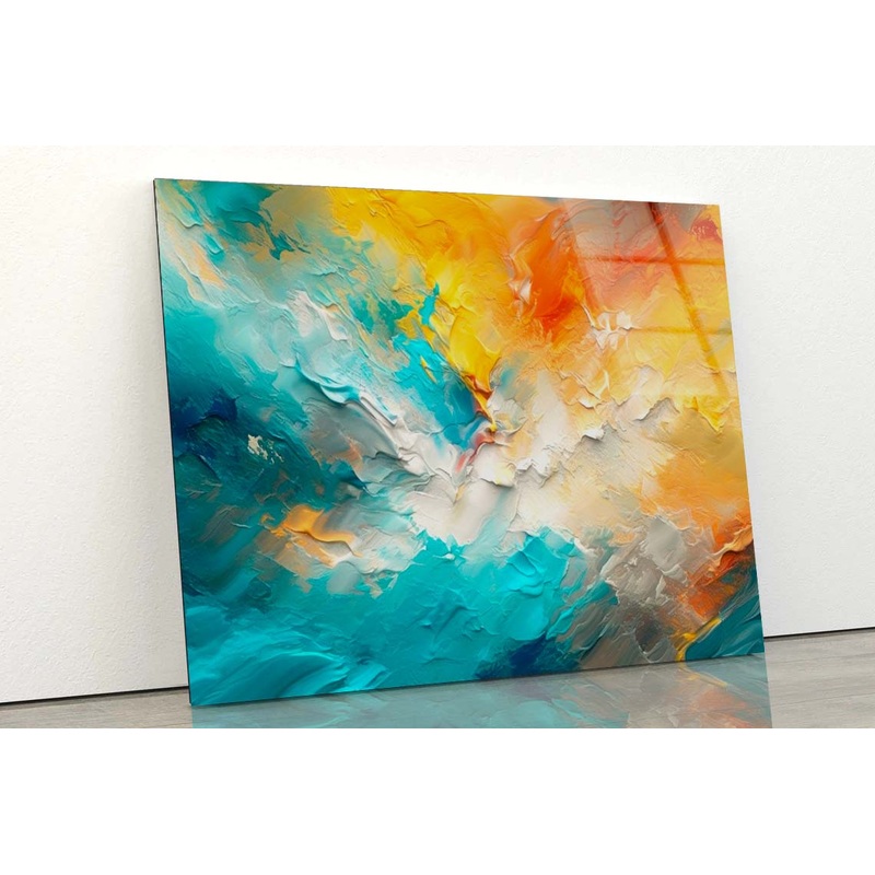 Yellow Motif Colorful Abstract Acrylic Glass Print Tempered Glass Wall Art 100% Made in Australia Ready to Hang