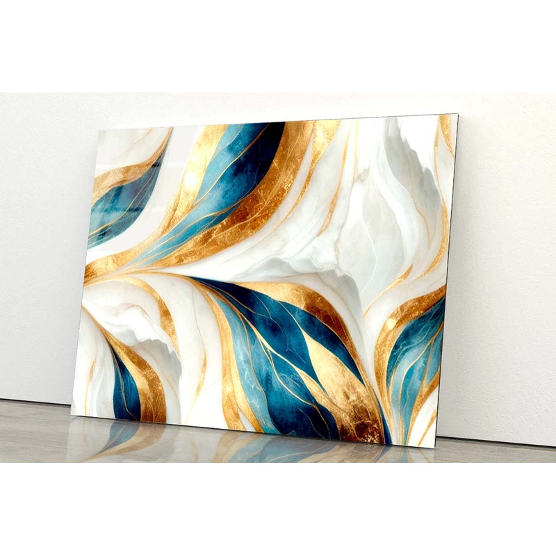 3D Gold Marble Abstract Acrylic Glass Print Tempered Glass Wall Art 100% Made in Australia Ready to Hang