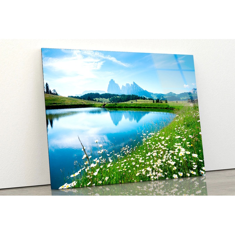 Alpine Lake Tiny Flowers Acrylic Glass Print Tempered Glass Wall Art 100% Made in Australia Ready to Hang