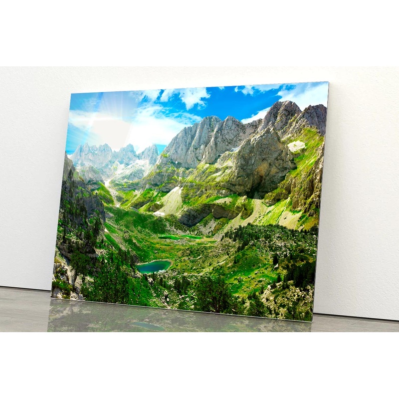 Amazing View of Mountain Lakes in Albanian Alps Acrylic Glass Print Tempered Glass Wall Art 100% Made in Australia Ready to Hang