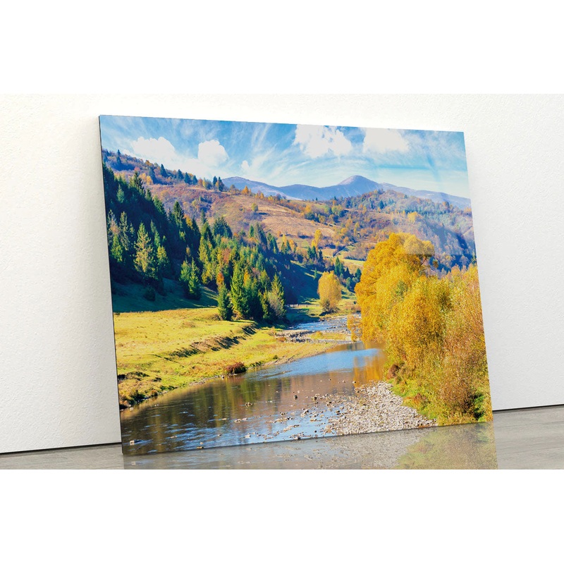 Beautiful Countryside Mountain River Acrylic Glass Print Tempered Glass Wall Art 100% Made in Australia Ready to Hang
