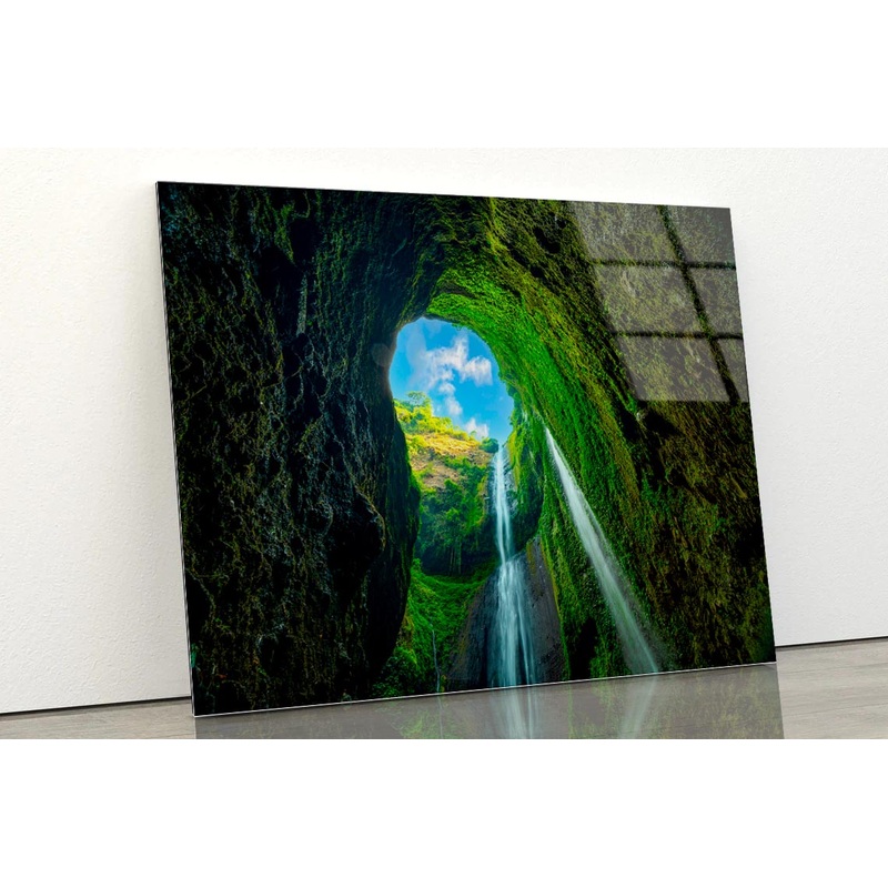Beautiful Waterfalls in Sunny Day Indonesia Acrylic Glass Print Tempered Glass Wall Art 100% Made in Australia Ready to Hang