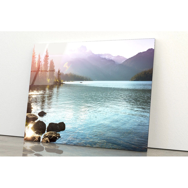 Blue Lake in Canada Acrylic Glass Print Tempered Glass Wall Art 100% Made in Australia Ready to Hang