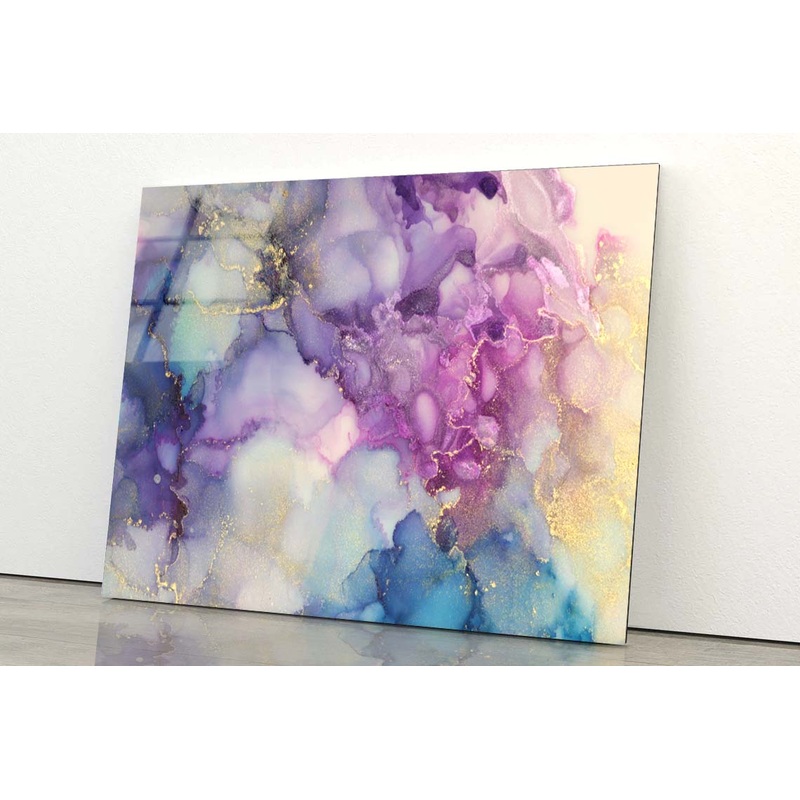 Blue & Violet Abstract Acrylic Glass Print Tempered Glass Wall Art 100% Made in Australia Ready to Hang