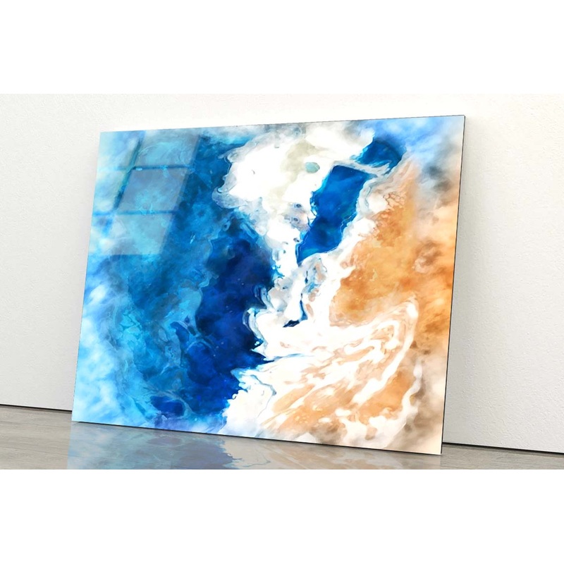 Blue & White Painting Acrylic Glass Print Tempered Glass Wall Art 100% Made in Australia Ready to Hang