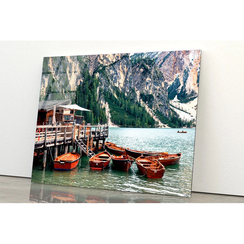 Boathouse Dolomites in Italy Acrylic Glass Print Tempered Glass Wall Art 100% Made in Australia Ready to Hang