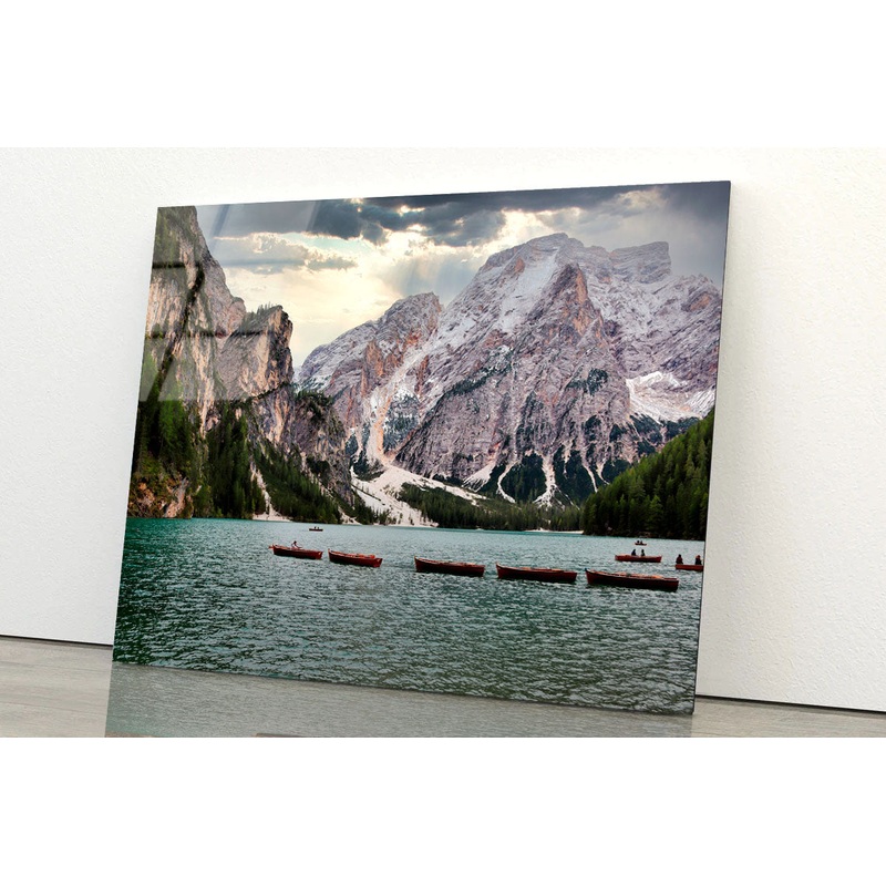 Boats Float & Mountain Acrylic Glass Print Tempered Glass Wall Art 100% Made in Australia Ready to Hang