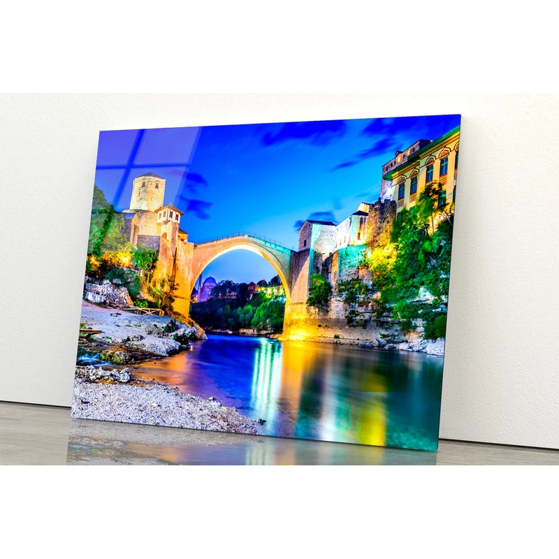 Bosnia Bridge & Blue Sky Acrylic Glass Print Tempered Glass Wall Art 100% Made in Australia Ready to Hang
