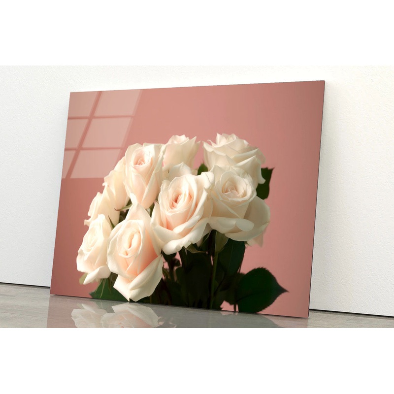 Bouquet of White Roses Acrylic Glass Print Tempered Glass Wall Art 100% Made in Australia Ready to Hang