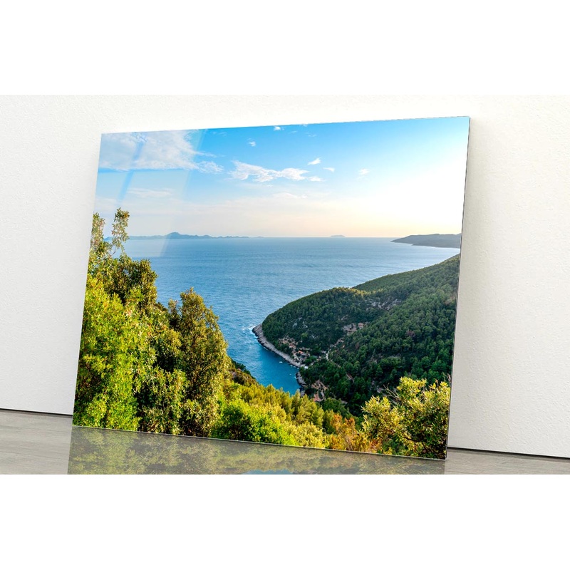 Coastline on Korcula Island in Adriatic Sea in Croatia Acrylic Glass Print Tempered Glass Wall Art 100% Made in Australia Ready to Hang