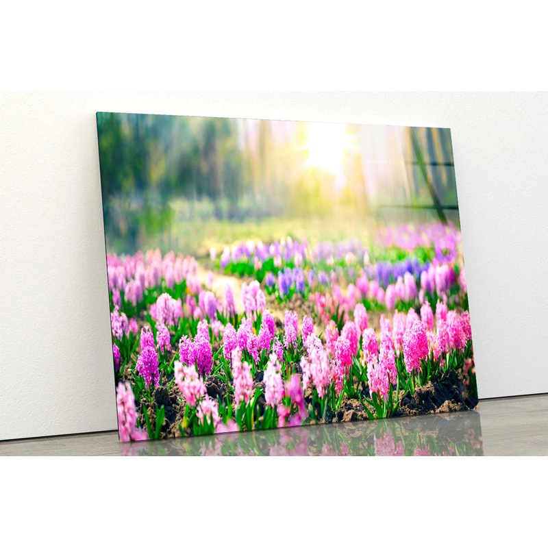 Flowering Pink & Purple Acrylic Glass Print Tempered Glass Wall Art 100% Made in Australia Ready to Hang
