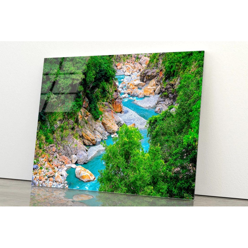 Flowing a Magnificent River Canyon Hualien Taiwan Acrylic Glass Print Tempered Glass Wall Art 100% Made in Australia Ready to Hang