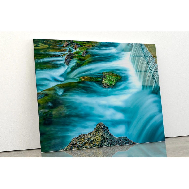 Flowing Water in Stream in Shuangliu National Forest Acrylic Glass Print Tempered Glass Wall Art 100% Made in Australia Ready to Hang