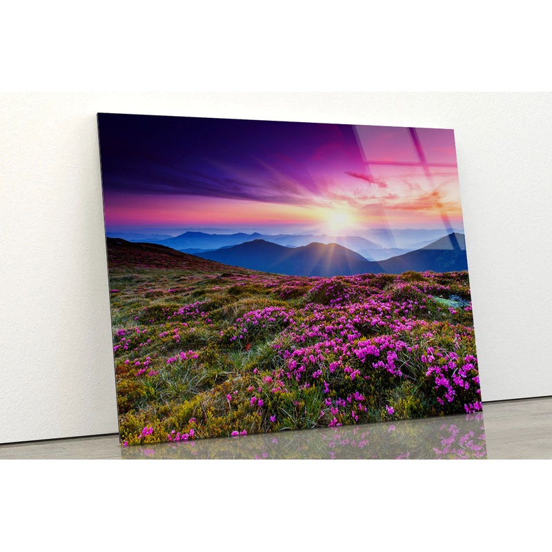 Purple Flowers Acrylic Glass Print Tempered Glass Wall Art 100% Made in Australia Ready to Hang