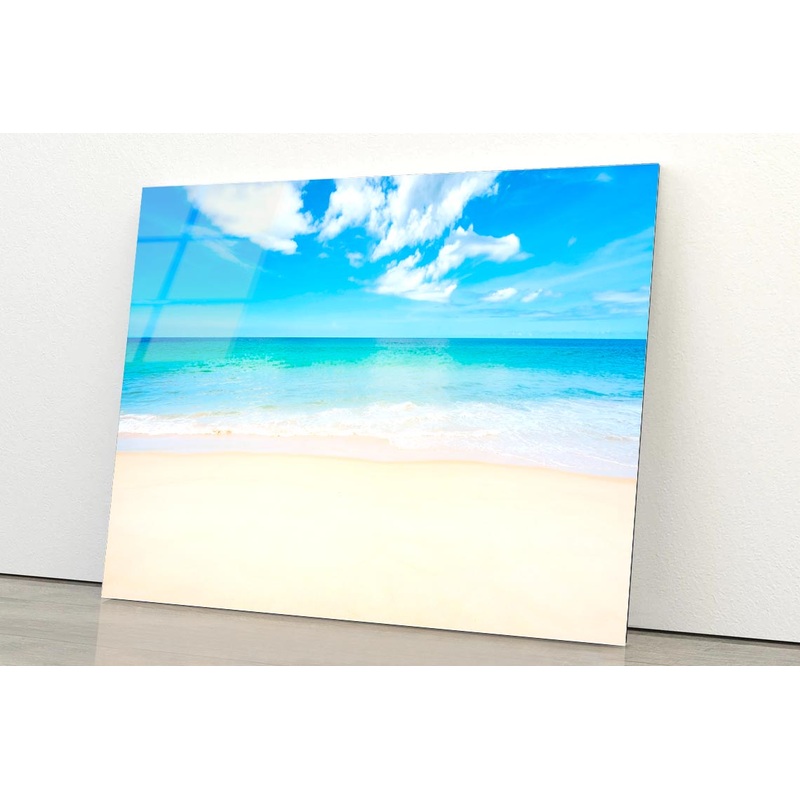 Sandy Beach with Blue Sky in Phuket Island Thailand Acrylic Glass Print Tempered Glass Wall Art 100% Made in Australia Ready to Hang