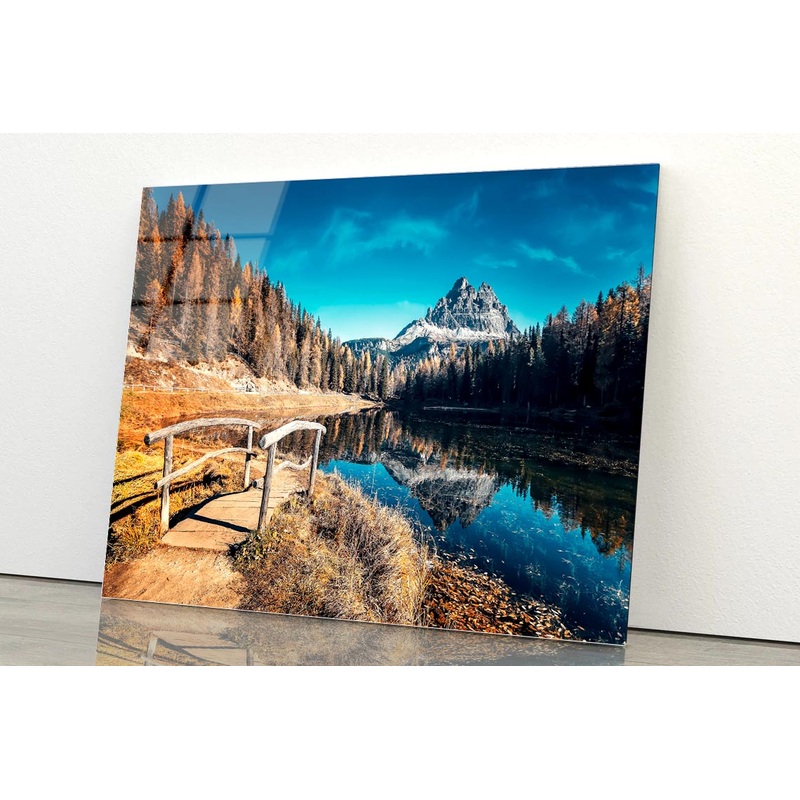 Scenic Autumn Landscape of Mountain Lake Antorno Acrylic Glass Print Tempered Glass Wall Art 100% Made in Australia Ready to Hang