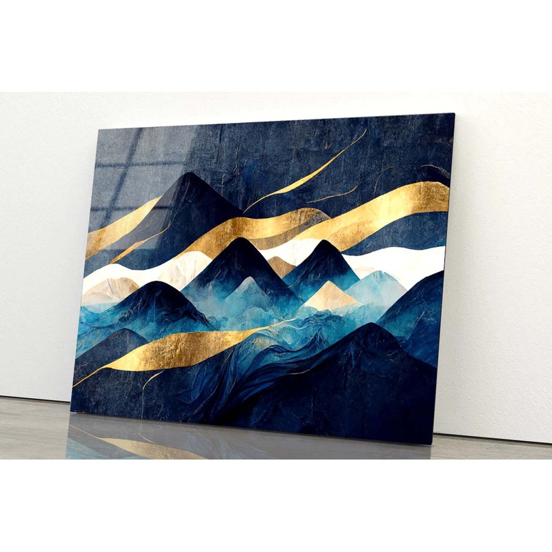 Watercolor Minimalistic Mountain Acrylic Glass Print Tempered Glass Wall Art 100% Made in Australia Ready to Hang