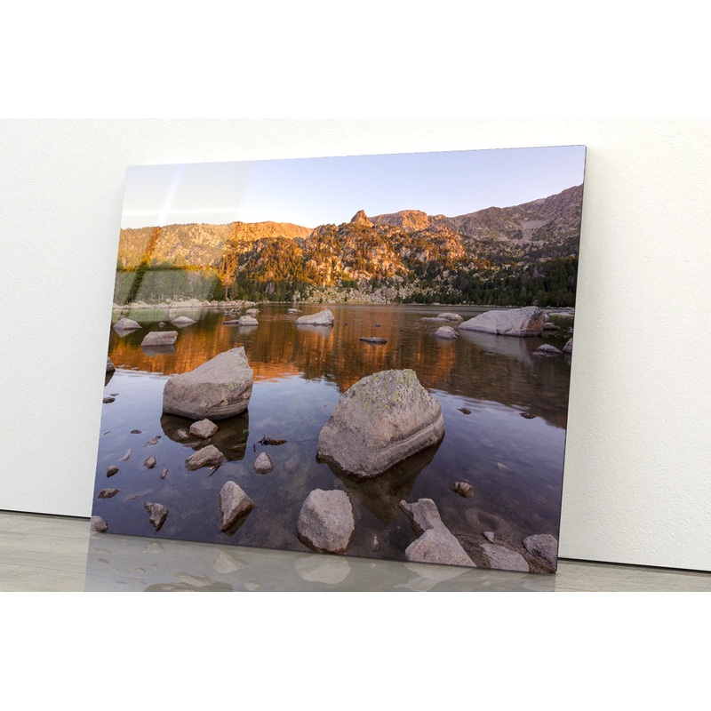 A Lake Surrounded By Rocks and Trees Acrylic Glass Print Tempered Glass Wall Art 100% Made in Australia Ready to Hang