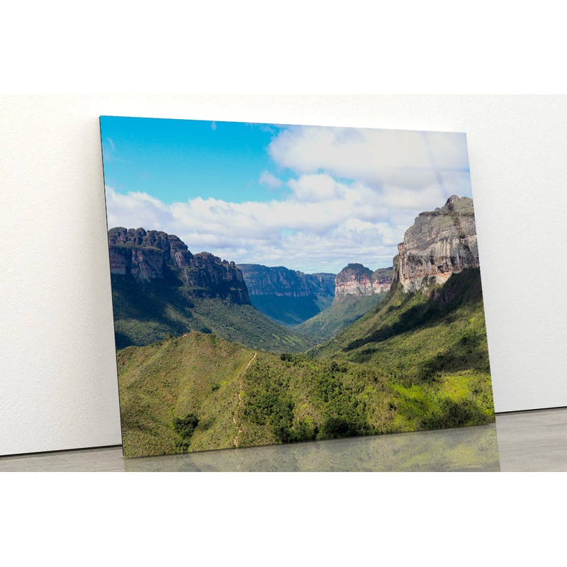 A Scenic View of a Valley with Mountains in Brazil Acrylic Glass Print Tempered Glass Wall Art 100% Made in Australia Ready to Hang