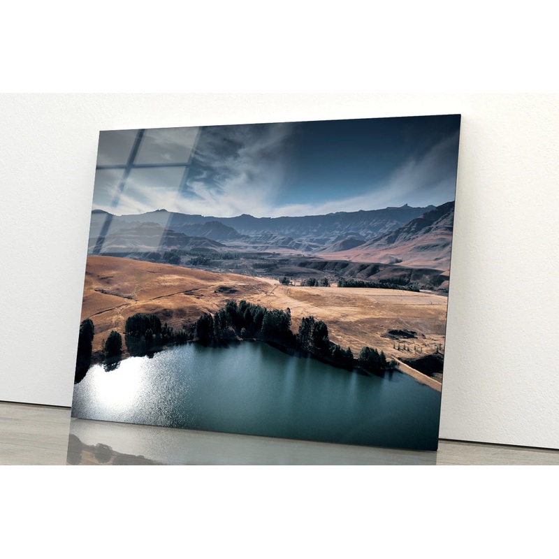 A Serene Lake Nestled Among Hills Acrylic Glass Print Tempered Glass Wall Art 100% Made in Australia Ready to Hang