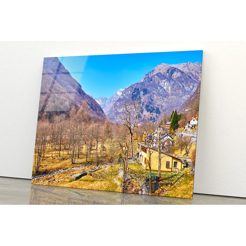 A Small Town Nestled In the Mountains in Switzerland Acrylic Glass Print Tempered Glass Wall Art 100% Made in Australia Ready to Hang