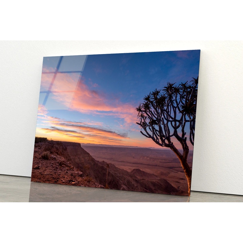 A Tree Standing On a Hill & Wonderful Sky in Namibia Acrylic Glass Print Tempered Glass Wall Art 100% Made in Australia Ready to Hang
