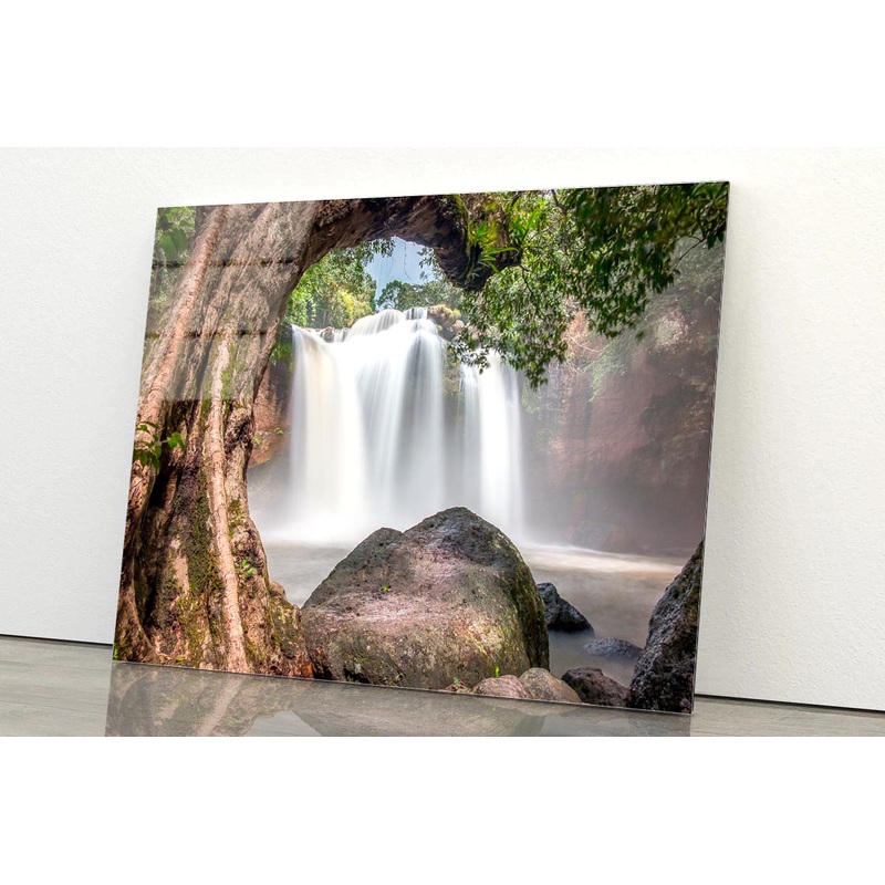 Amazing Water Fall with Rocks Acrylic Glass Print Tempered Glass Wall Art 100% Made in Australia Ready to Hang