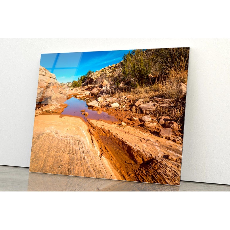 Arizona Sandstone with Rocks Acrylic Glass Print Tempered Glass Wall Art 100% Made in Australia Ready to Hang